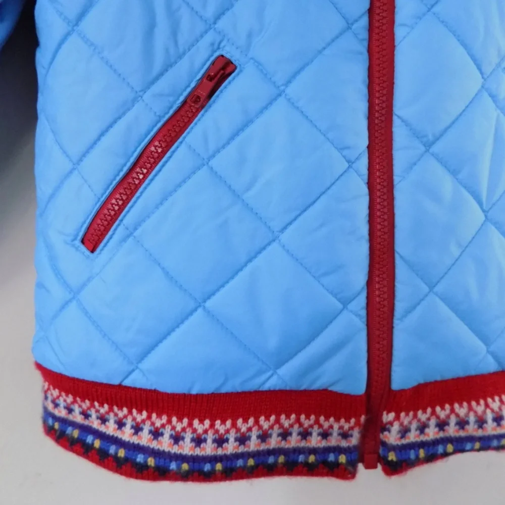 NWT Kids reversible parka M Blue quilted Red knit Winter jacket Tommy Hilfiger